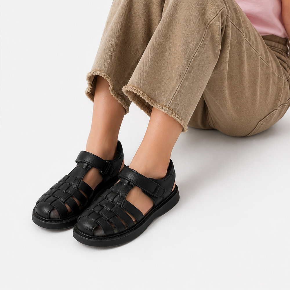 Босоніжки для дівчаток Kimboo Stylish Чорний — дитяче взуття Kids Family