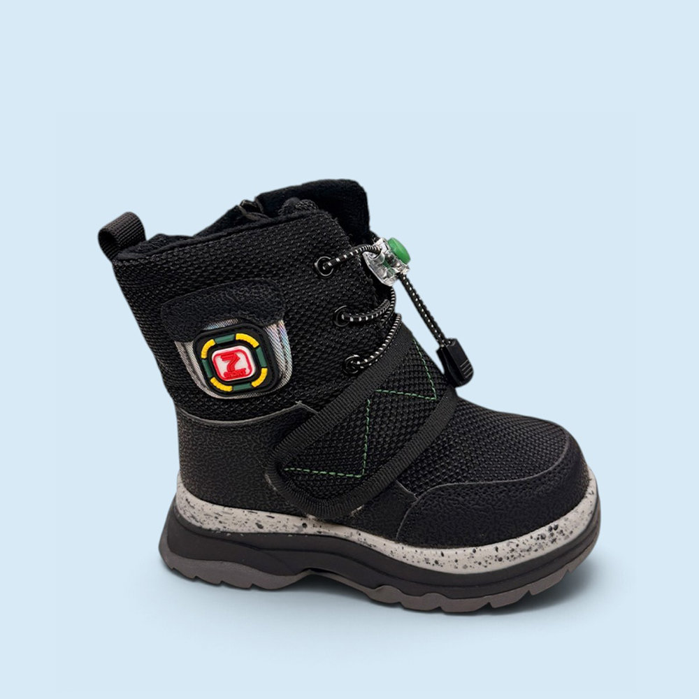 Зимові черевики для хлопчиків Paliament black seven Чорний — дитяче взуття Kids Family