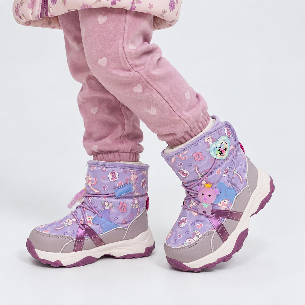 Зимові дутики для дівчаток Paliament Purple Heart Фіолетовий — дитяче взуття Kids Family